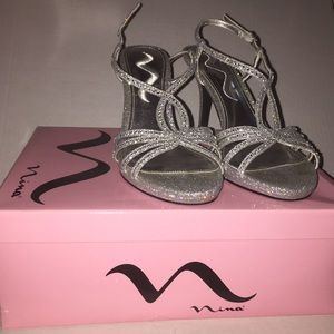 Silver Glitter Heels • 2" Heel